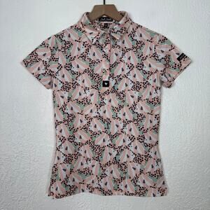 Bad Birdie Women's Short Sleeve Golf Polo Shirt Fish Print Size XS